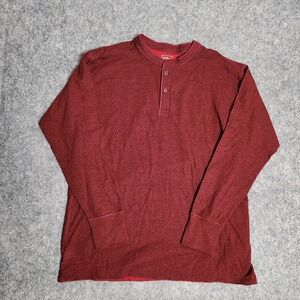 LL Bean River Driver Shirt Men XL Red Heathered Two Layer Wool Blend Henley